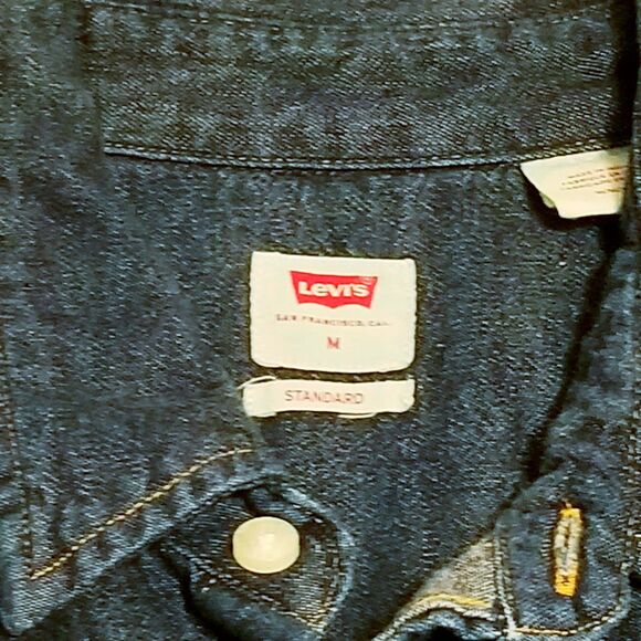 Levi's Shirt Men Size Medium Pearl Snap Blue Denim Cowboy Western Standard Fit - Picture 4 of 5